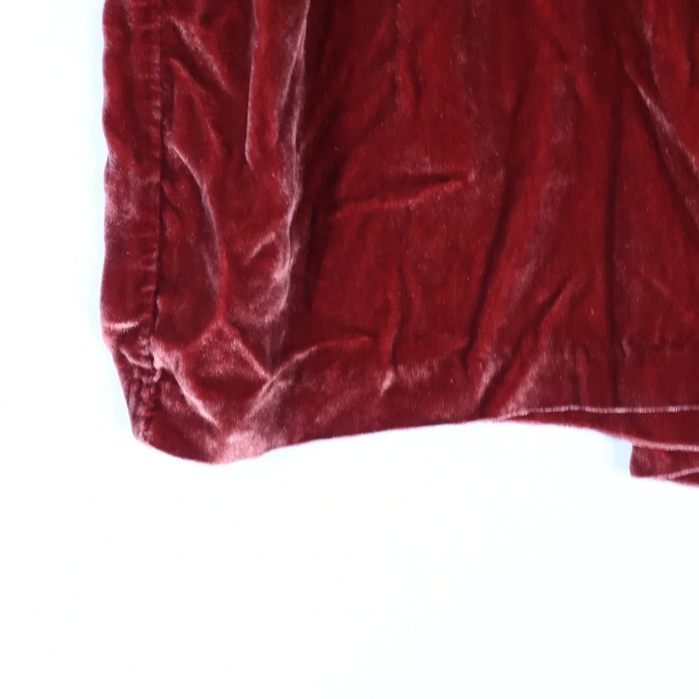 Madewell Velvet Drop Waist Dress Women XS Rust Silk Blend Ruffle Bell Sleeve
